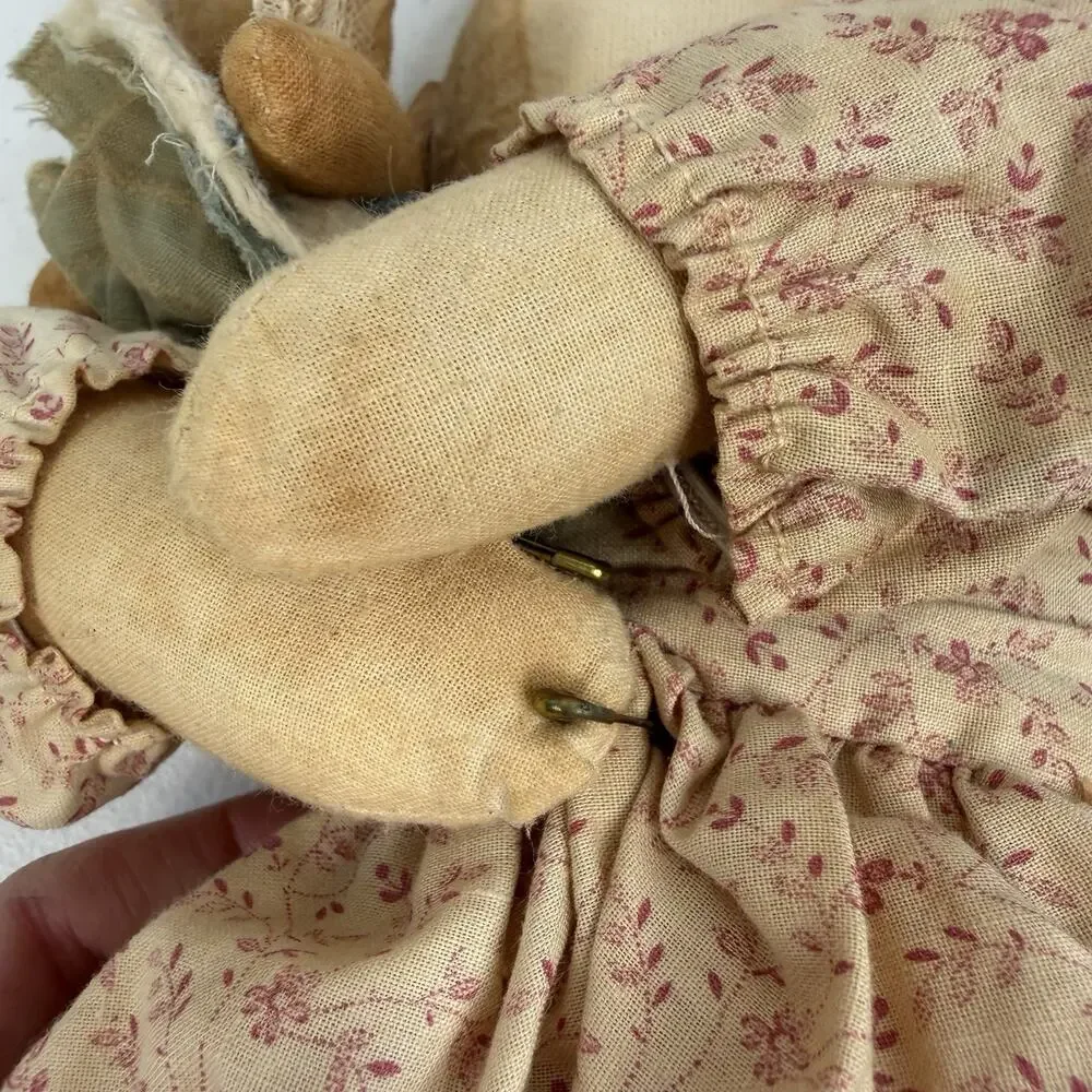 Vtg Attic Babies‎ Primitive Raggady Rag Doll With Baby by Marty Maschino 17